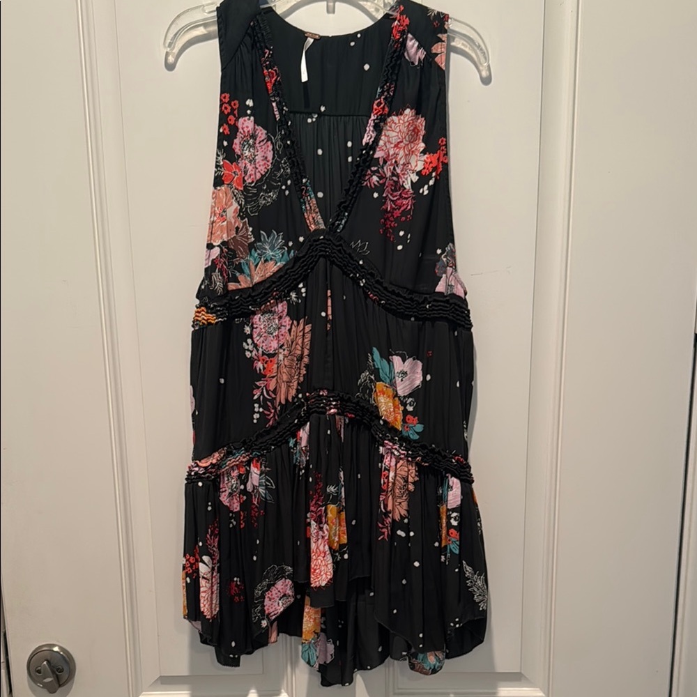 Free People Pink Ruffled Tiered Halter Mini Dress